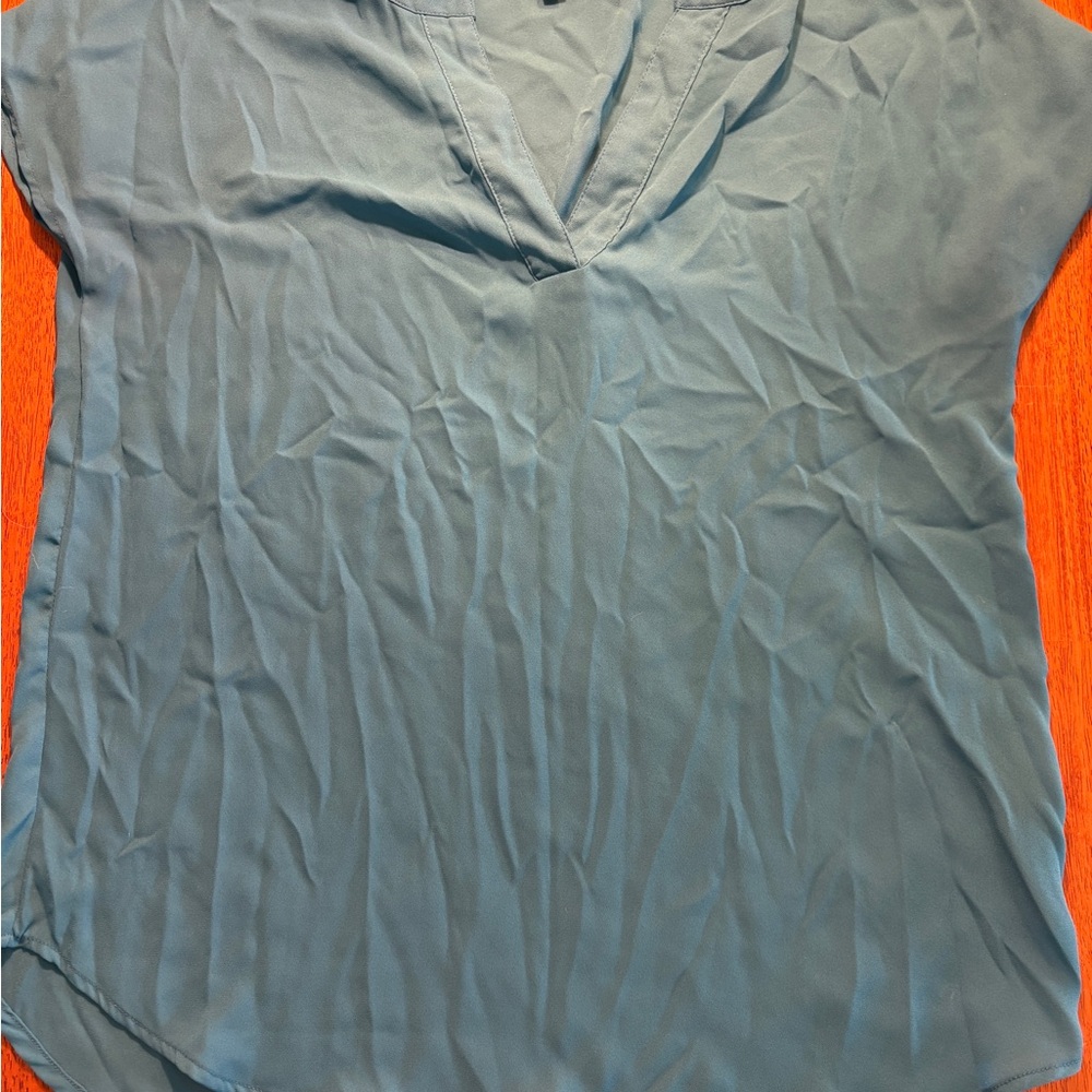 Adrianna Papell Teal V-Neck Blouse